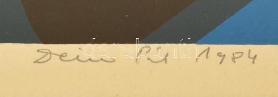 Deim Pál (1932-2016): Antagonizmus 1984. Színes szita ( fázisnyomat 2.), papír, jelzett, üvegezett k...