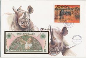 Uganda 1982. 5Sh borítékban, alkalmi bélyeggel és bélyegzéssel T:I Uganda 1982. 5 Schilling in envelope with stamps and cancellations C:UNC
