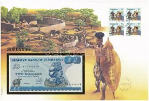 Zimbabwe 1994. 2D borítékban, alkalmi bélyeggel és bélyegzéssel T:I Zimbabwe 1994. 2 Dollars in envelope with stamps and cancellations C:UNC