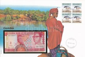 Gambia 1991-1995. 5D borítékban, alkalmi bélyeggel és bélyegzéssel T:I Gambia 1991-1995. 5 Dalasis in envelope with stamps and cancellations C:UNC