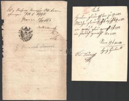 1863 5 db számla és fizetési meghagyás német nyelven, benne Esztergom város fizetési meghagyása