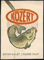 Gönczi-Gebhardt Tibor (1902-1994): Közért: Egyen halat, legjobb falat. Plakát, reklám terv, Tempera, papír, Jelzett 27x19 cm