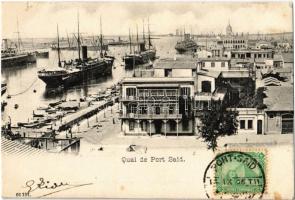 1906 Port Said, Quai / dock, ships. TCV card (small tear)