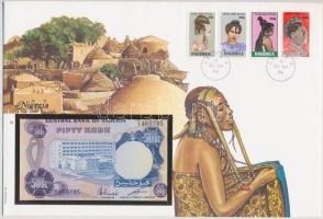 Nigéria 1983. 50K borítékban, alkalmi bélyeggel és bélyegzéssel T:I Nigeria 1983. 50 Kobo in envelope with stamps and cancellations C:UNC
