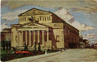 Moscow, Moscou; Le Grand Théatre / Bolshoi Theatre, art postcard s: O. Paterno (small tear)