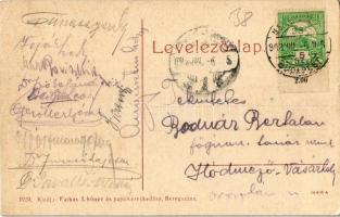 1908 Beregszász, Berehove; Vérke folyó részlete, híd. W. L. (?) 1929. Kiadja Farkas J. / Verke river...