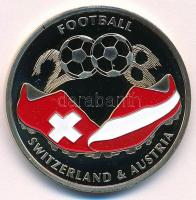 2008. Labdarúgás 2008. Ausztria / Svájc festett, ezüstözött réz emlékérme (33mm) T:PP  2008. Football 2008. Austria / Switzerland painted, silvered Cu commemorative medal (33mm) C:PP