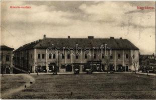 1911 Nagybánya, Baia Mare; Minorita rendház, Hunteszhagen Ödön, Steinfeld Sámuel és Béla, Weisz Móric üzlete. Kiadja Huszty Mátyás / Minorite friary, shops