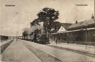 1916 Komárom, Komárno; Vasútállomás, gőzmozdony. L. H. Pannonia 4546. / Bahnhof / railway station, locomotive (fl)