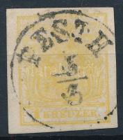 1kr MP III. yellow "PESTH" Certificate: Steiner, 1kr MP III. sárga "PESTH" Certificate: Steiner