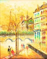 Jacques jelzéssel: Párizsi utcarészlet. Olaj, vászon-karton, keretben, 27×21,5 cm