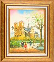 Jacques jelzéssel: Párizsi utcarészlet. Olaj, vászon-karton, keretben, 27×21,5 cm