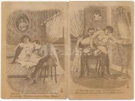2 db RÉGI pornográf művész motívumlap / 2 pre-1945 porno art motive postcards