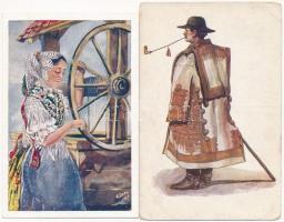 10 db RÉGI magyar népviseletes képeslap / 10 pre-1945 Hungarian folklore motive postcards