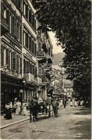 1921 Karlovy Vary, Karlsbad; Alte Wiese / street view, shops. Hermann Seibt 2290. (EK)