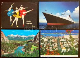 Kb. 500 db főleg modern külföldi képeslap benne sok egzotikus tengerentúli, mindössze néhány magyar és motívum, hozzá régi cigarettásdoboz, szakszervezeti könyv, pár telefonkártya