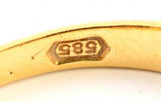 Arany (Au. ) 14 K karikagyűrűk apró brillekkel, méret:59, jelzett,  bruttó: 2,6 g