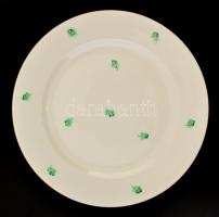 Herendi zöld virágmintás porcelán tál, kézzel festett, jelzett, hibátlan, d: 27 cm