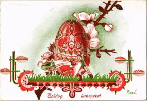 Boldog Ünnepeket! / Hungarian irredenta Easter greeting art postcard s: Bozó