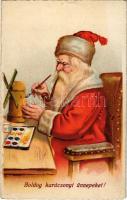 Boldog Karácsonyi Ünnepeket! / Christmas greeting from Saint Nicholas. A.R. i. B. 2460. litho (tiny pinhole)