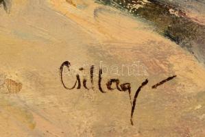 Csillag József (1894-1977): Falusi életkép. Olaj, vászon,  jelzett, keretben, hibás, 48×68 cm