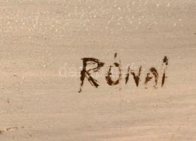 Rónai Antal  (1924-): Vágtató lovasszekér. Olaj, farost, jelzett, 50×90 cm