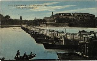 1916 Újvidék, Novi Sad; Pétervárad vára, hajóhíd / Petrovaradin castle, pontoon bridge