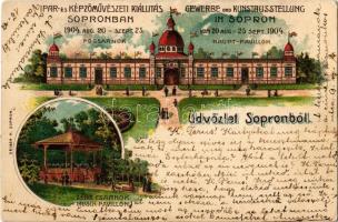 1904 Sopron, Ipar és Képzőművészeti Kiállítás augusztus 20. és szeptember 25. között, Főcsarnok, Zenecsarnok. Geisse H. litho