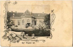 Eger, Főispáni lak. Art Nouveau, floral (vágott / cut)