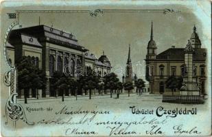 1901 Cegléd, Kossuth tér, Városháza. Art Nouveau, litho (szakadás / tear)
