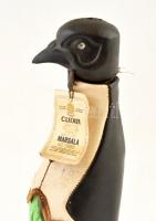 Cudia pingivines üveg palack, műbőr ruha és műanyag dugóval, m: 28 cm