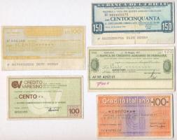 Olaszország 1976-1977. 5db klf csekk T:III,III- Italy 1976-1977. 5pcs of diff ceques C:F,VG