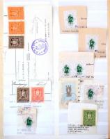 Okmánybélyeg kivágások, régi Abria rugós berakóban, 15 lappal