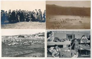 6 db RÉGI katonai motívumlap, 3 fotóval / 6 pre-1945 military motive postcards with 2 photos