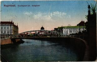 1918 Nagyvárad, Oradea; Körös part, Izraelita templom, zsinagóga / Cris riverside, synagogue (EK)