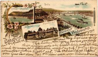 1896 (Vorläufer!) Budapest, Gellérthegy, Margit fürdő, Buda. Kanitz C. és fiai, Art Nouveau, floral, litho