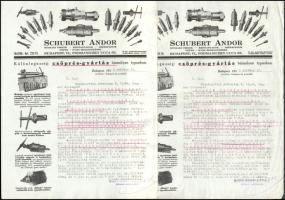1933 Schubert Andor műszaki cikk kereskedő 2 képes levélpapír.