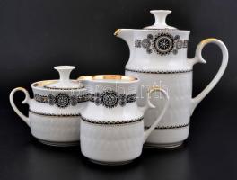 Hatszemélyes süteményes és kávés készlet, matricás, jelzett, kis kopásnyomokkal, egy csésze hiánnyal