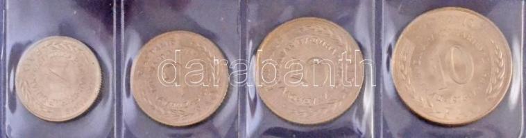 Jugoszlávia 1970-1976. 1D-10D Cu-Ni-Zn (4xklf) forgalmi sor műbőr tokban tanúsítvánnyal T:1,1- 
Yug...