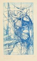 Iréne Radó Vajda (1952-): The Staircase. Színes rézkarc, papír, jelzett, 25×13 cm