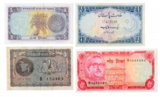 4db-os vegyes bangladesi és pakisztáni bankjegy tétel T:III 4pcs of various banknotes from Bangladesh and Pakistan C:F