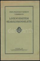 1932 Pest-Pilis-Solt-Kiskun Vármegye Lótenyésztési Szabályrendelete. Bp., 1932. Füzet papír kötésben.