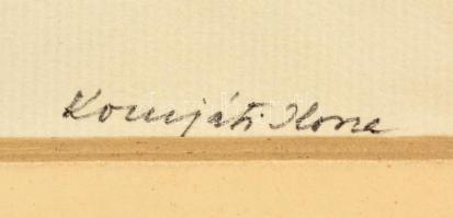 Komjáti Ilona (?-?): Gazdasági épületek. Akvarell, papír, jelzett,  28×40 cm