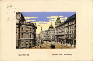 1909 Budapest VIII. Erzsébet körút (Blaha Lujza tér), villamosok. Dr. Trenkler és Társa kiadása