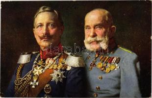 Wilhelm II and Franz Joseph. Offizielle Karte für Rotes Kreuz, Kriegsfürsorgeamt Kriegshilfsbüro Nr. 128. (EK)