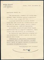 1916 Kner Izidor gyomai nyomdász saját kézzel aláírt levele