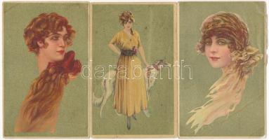 6 db régi olasz művészlap, hölgyek / 6 pre-1945 Italian art postcards with ladies, unsigned Corbella