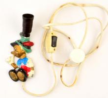Walt Disney Pinocchiós lámpa, kopásnyomokkal, búra nélkül, h: 18 cm
