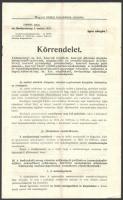 1916 Honvédelmi miniszter körrendelete az aratási szabadságról katonáknak 6p + térkép 35x25 cm