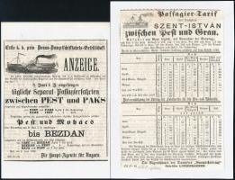 cca 1860 5 db hajózási menetrend újság kivágásokon